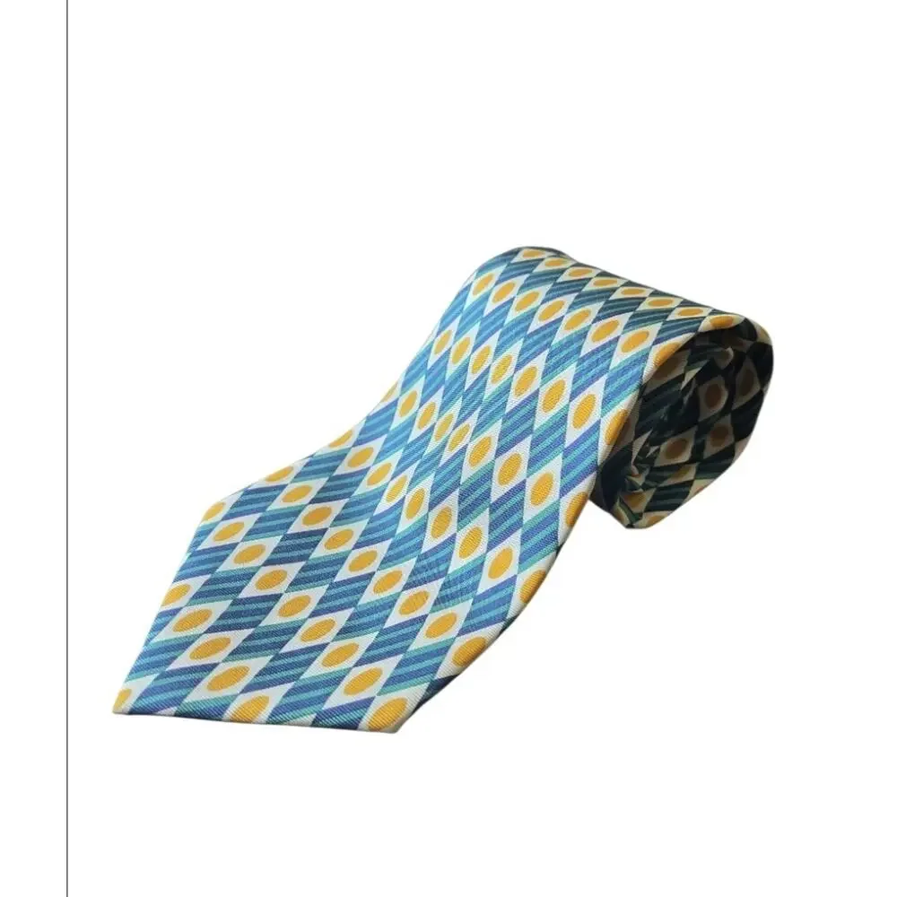 VTG Burberrys Of London Silk Tie Geometric Diamond Oval Pattern 70s Retro Mod